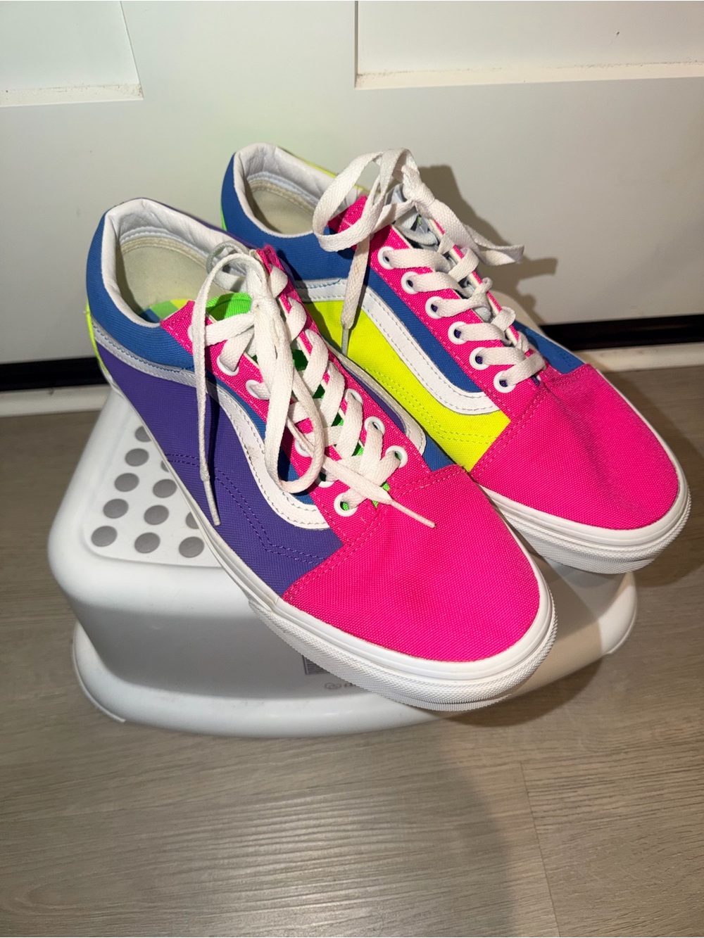 Men's Vans Colorblock Sneakers - Pink, Purple & Neon Yellow Like New Sz 10
